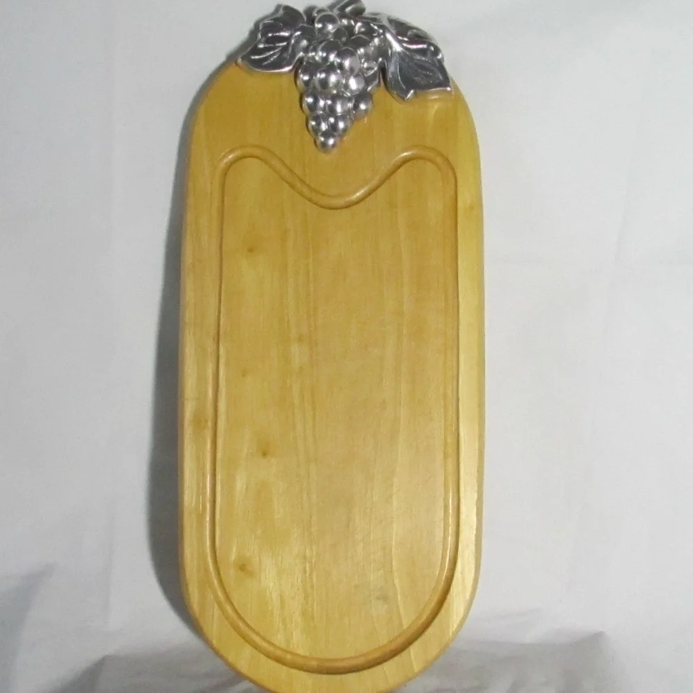 Corkscrew & VTG Charcuterie Board Silver Grapes
